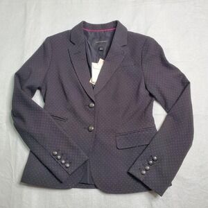Banana Republic Women Blazer Black Dot Jacquard Polka Dot Textured Size 0